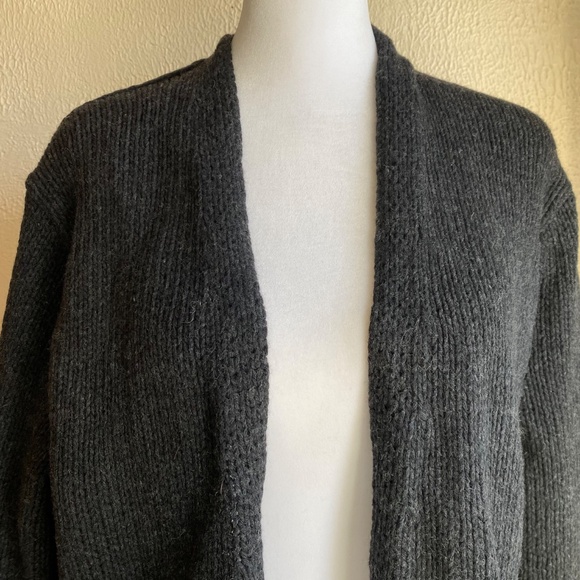 Vince charcoal heather gray wool open front cardigan with 3/4 sleeves Sz S - Picture 2 of 11